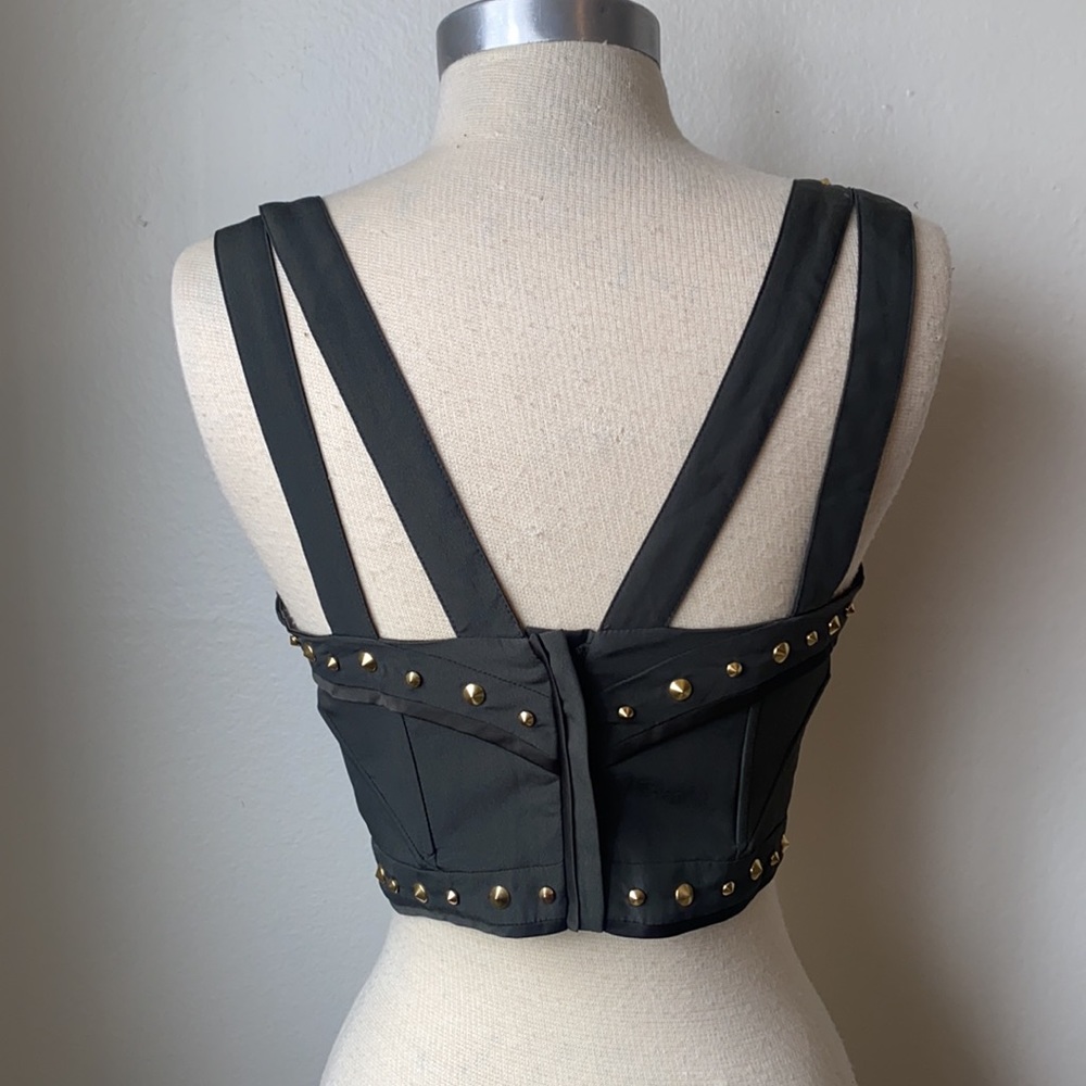 - Guess Marciano Olive Green Studded Crop Corset Bustier 4 - Picture 6 of 9